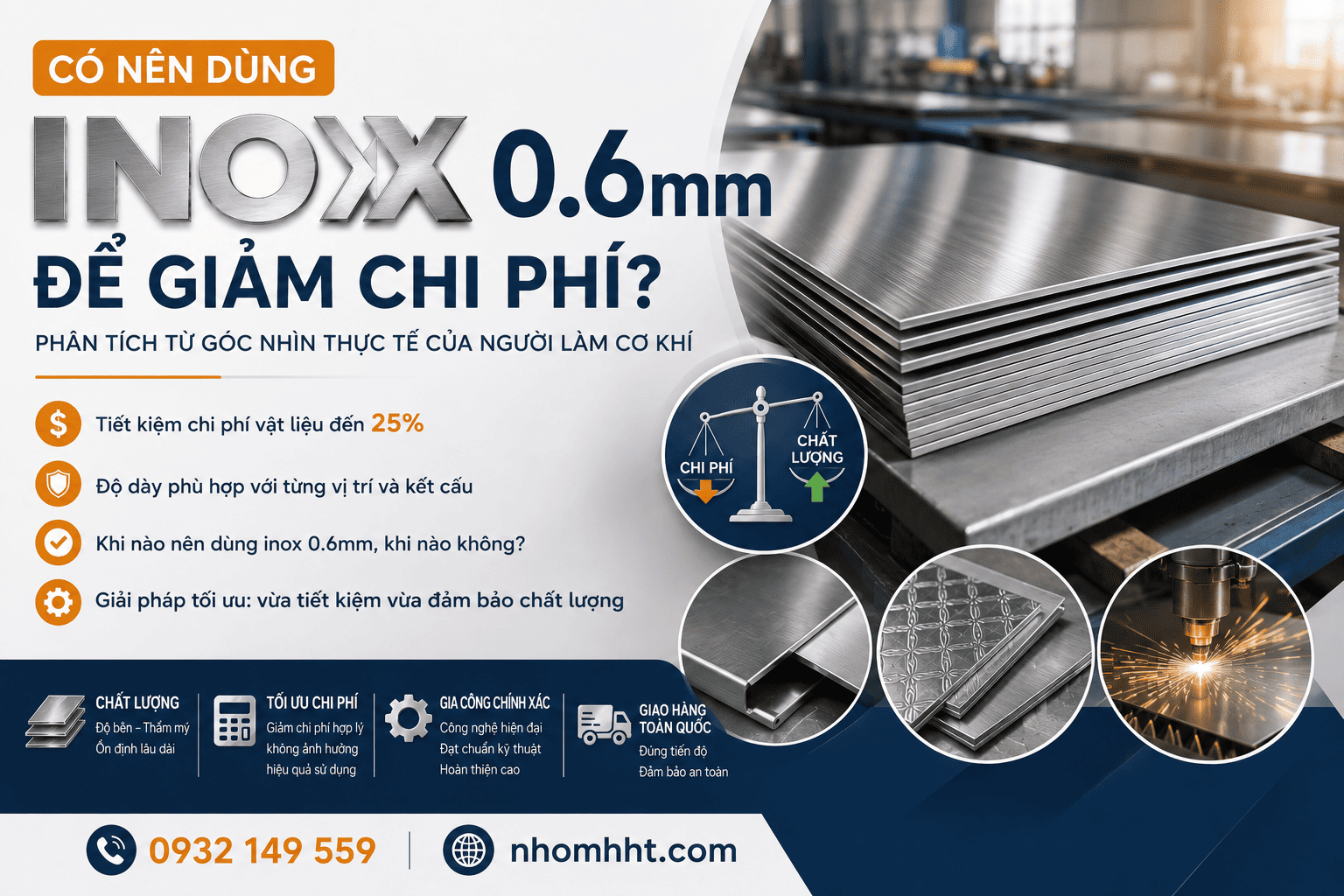 Có nên dùng inox 0.6 mm để giảm chi phí