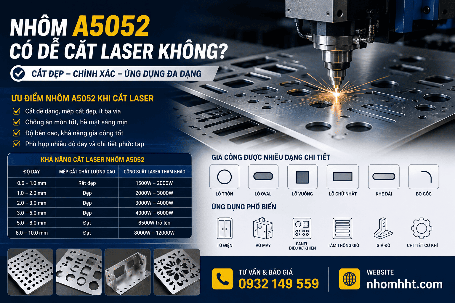 Nhôm A5052 có dễ cắt laser không